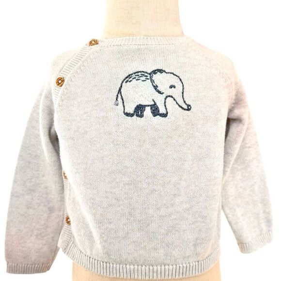 Carter’s Baby Boy Long Sleeve Elephant Embroidered Gray Sweater. 9 Months. - Picture 1 of 9